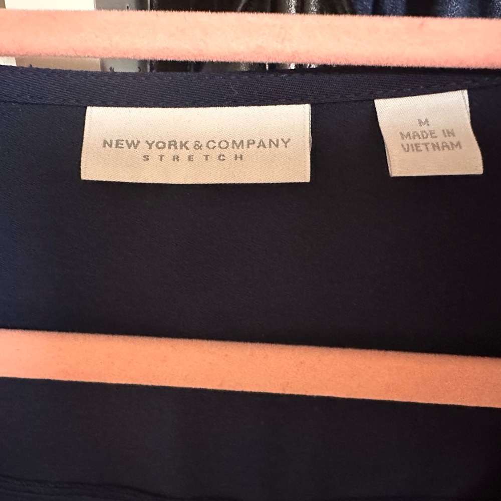 New York & Company Blue Buttoned Tie Front Sundress - Picture 3 of 4